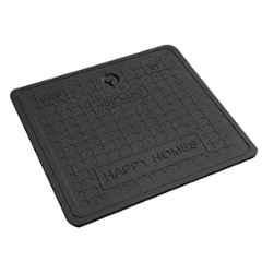 Happy Homes 5 Ton FRP Cement Grey Square Manhole Cover with Frame, Size: 450x450 mm