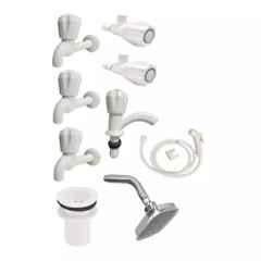 Fastgear ABS White Chrome Finish Health Faucet Set, FG020