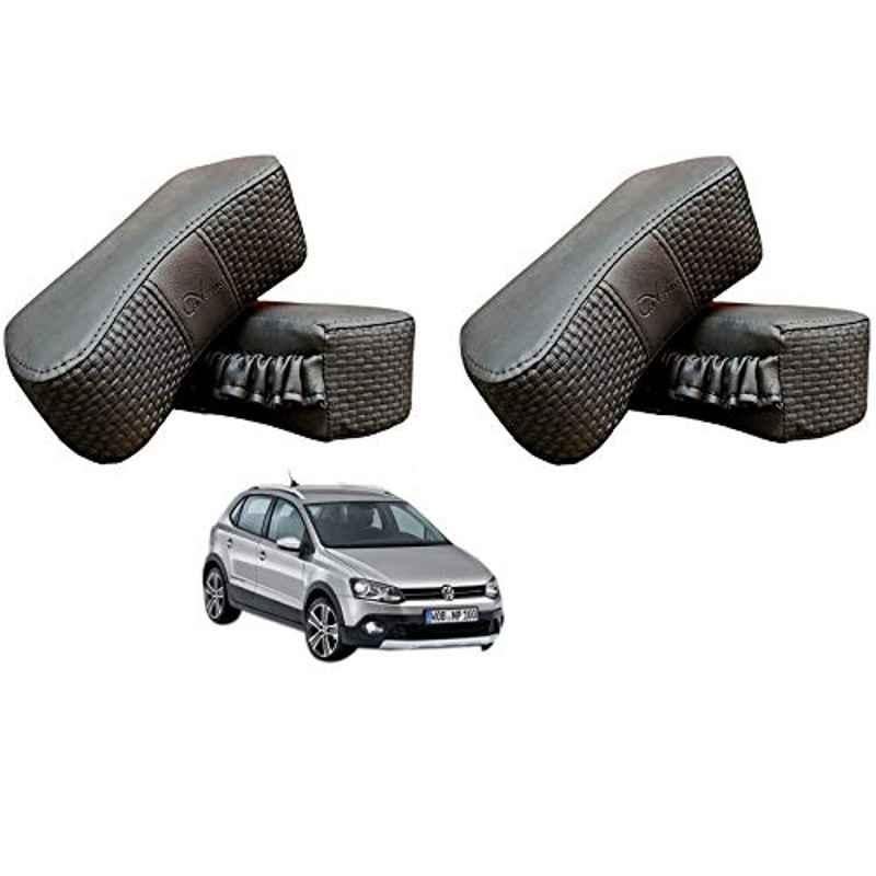 Kozdiko 4 Pcs CV Designer Grey Leatherite Neck Rest Car Cushion Pillow Set for Volkswagen Polo Cross