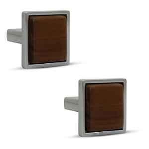 Plantex Square Drawer Knobs & Pulls for Kitchen Cabinet, Wardrobe (Pack of 2) Satin & Wood