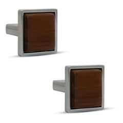Plantex Square Drawer Knobs & Pulls for Kitchen Cabinet, Wardrobe (Pack of 2) Satin & Wood