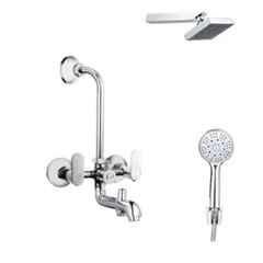 IRIS Opel Brass 3-in-1 Wall Mixer with Head Shower & Multi Flow Hand Shower with 1.5m Flexible Tube
