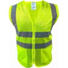 Sicure Cheetah Polyester Green Sleeveless Reflective Safety Jacket, Size: XXL
