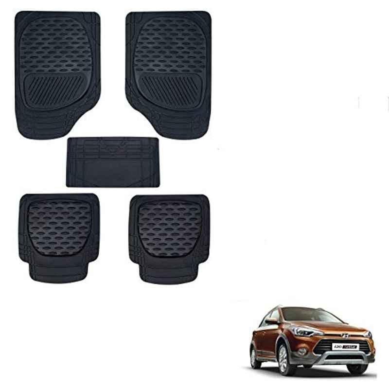 Kozdiko 6255 5 Pcs Rubber & PVC Black Heavy Car Foot Mat Set for Hyundai i20 Active