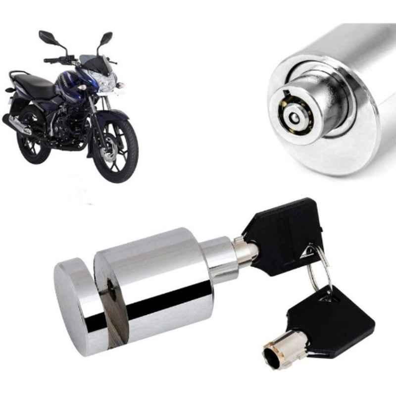 Auto Pearl Stainless Steel Silver Heavy Duty Anti Theft Motorcycle Disc Brake Lock, Lock-025