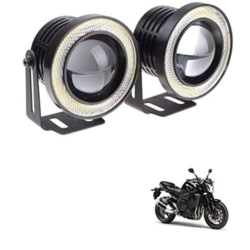 Kozdiko 2 Pcs 15W 3.5 inch High Power White LED Projector COB Fog Light Set with White Angel Eye Ring for Yamaha FZI, koz_88386