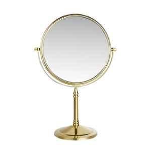 Plantex 8 inch Golden Premium Brass Magnifying Mirror/Two-Sided 360 deg Swivel Makeup Mirror with 5x/1x Magnification/Table Mirror