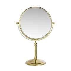 Plantex 8 inch Golden Premium Brass Magnifying Mirror/Two-Sided 360 deg Swivel Makeup Mirror with 5x/1x Magnification/Table Mirror