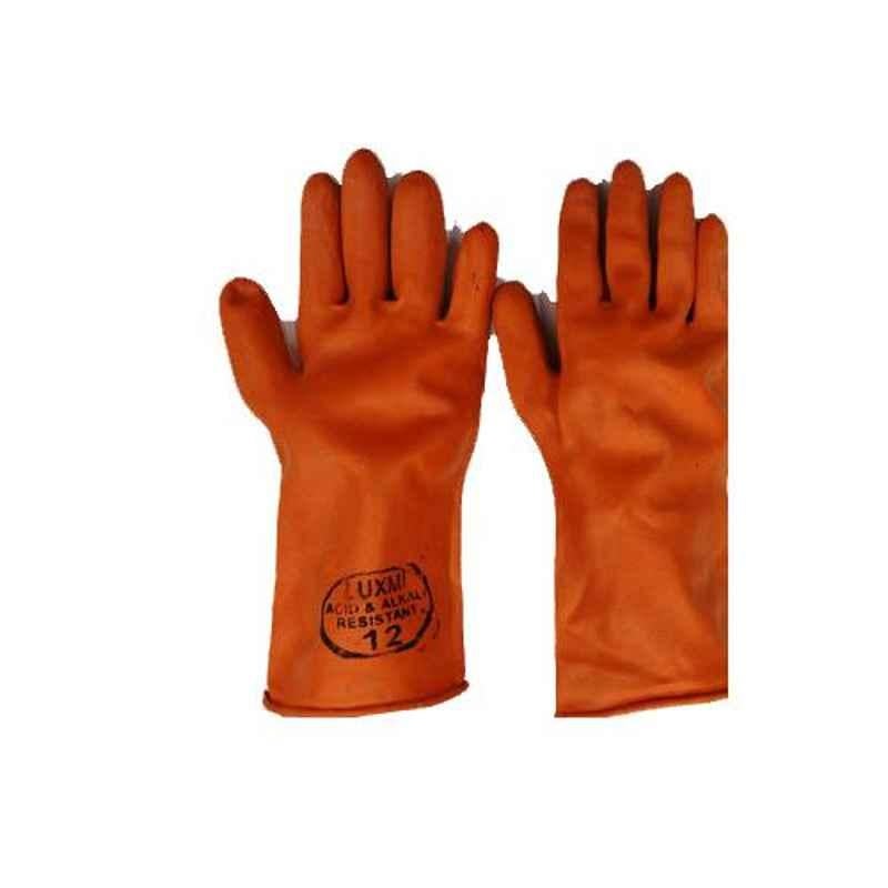 SSWW 14 inch Orange Rubber Acid Alkali Proof Hand Gloves, SS&W-HG-001
