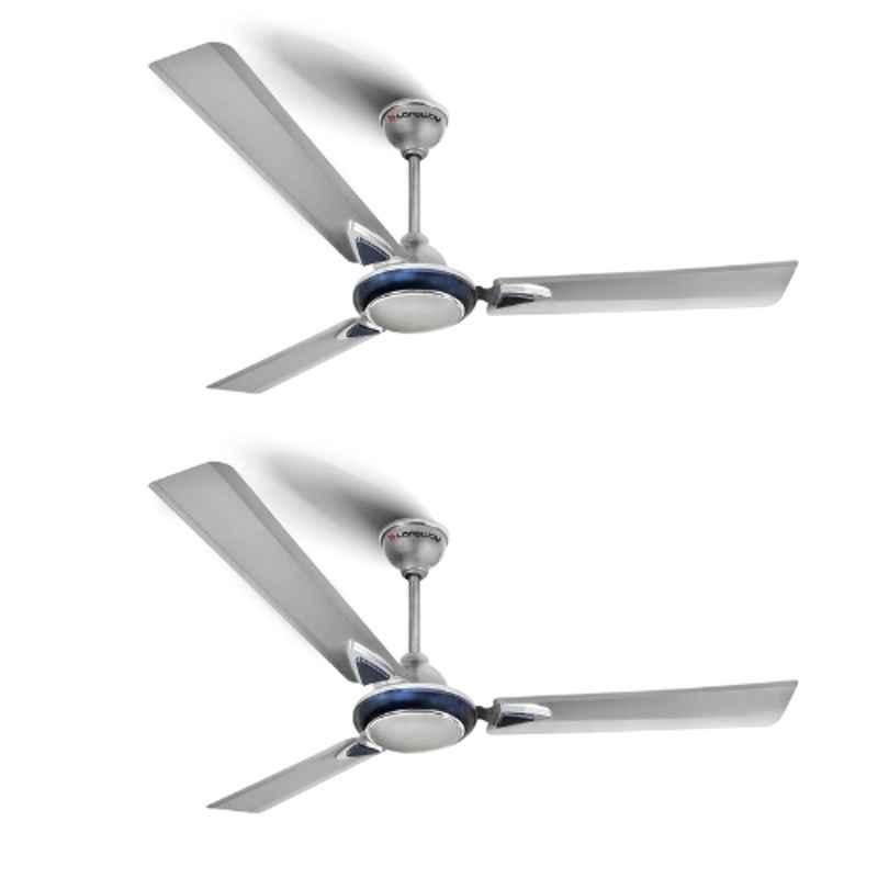 Longway Starlite-1 50W Silver & Blue 3 Blade Ultra High Speed Ceiling Fan, Sweep: 1200 mm (Pack of 2)