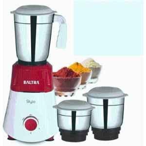 Baltra Stylo 550W ABS Red & White Mixer Grinder with 3 Stainless Steel Jars, BMG-134