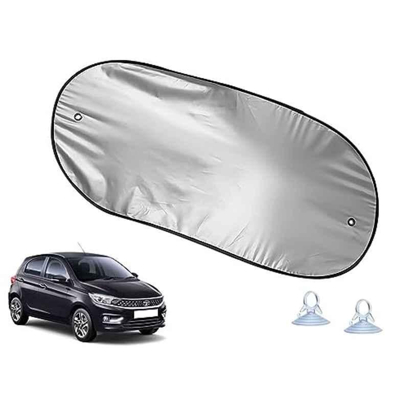Auto Pearl Polyester Black & Silver Rear Window Sun Shade Curtain with Storage Pouch for Tata Tiago 2020 XB, XE & XM