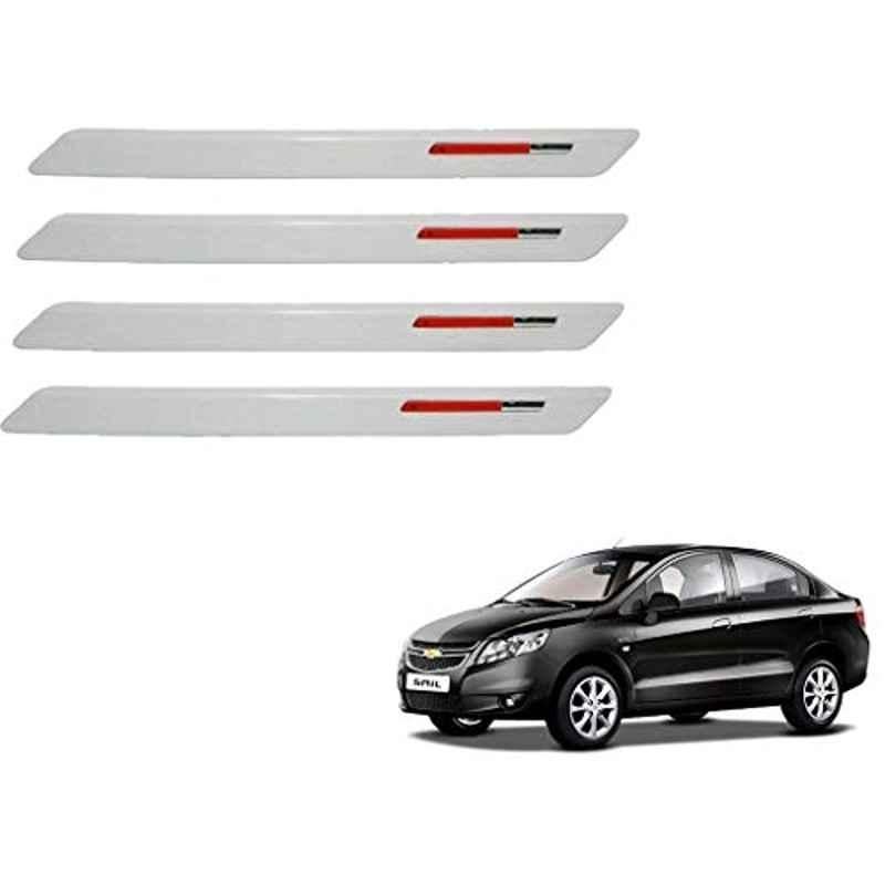 Kozdiko 4 Pcs White & Red Designer Car Bumper Protector Set for Chevrolet Sail, KOZ-65770