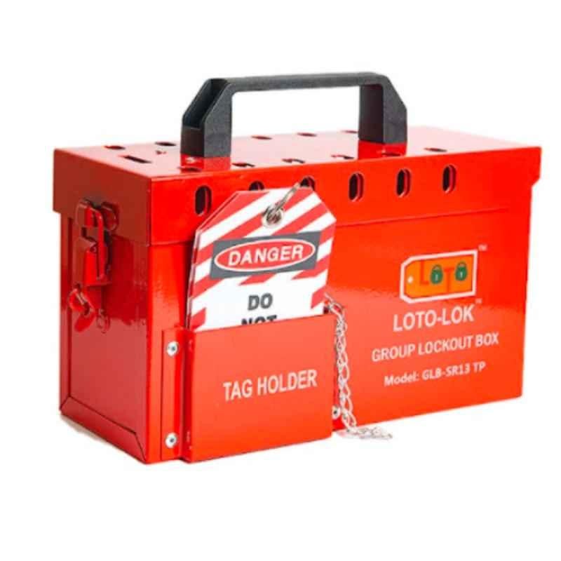 LOTO-LOK 255x105x152mm Steel Red Group Lock Box, GLB-SR13-TP