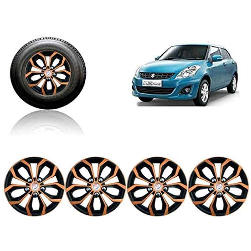 Auto Pearl 4 Pcs 14 inch ABS Black & Copper Car Wheel Cover Set for Maruti Suzuki Swift Dzire Type 2