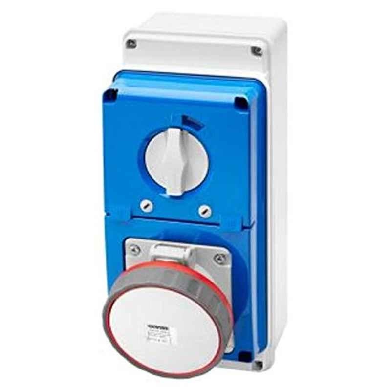 Gewiss 63A 415V 3P+N+E IP67 Fixed Interlocked Vertical Socket Outlet with Bottom, GW67253N