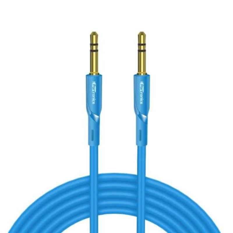 Portronics Konnect Aux II 3.5mm 1.5m Blue Aux Cable, POR-062 (Pack of 15)