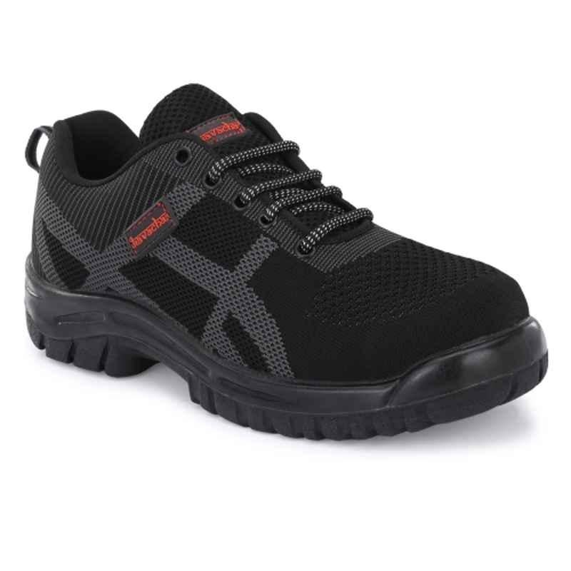 Kavacha S211 Knitted Fabric Black Steel Toe Safety Shoe, Size: 6