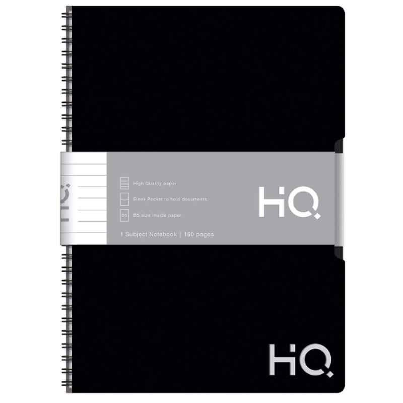 Navneet HQ B5 160 Pages Black Single Line Wiro Bound Single Subject Notebook with Polypropylene Cover, 27001