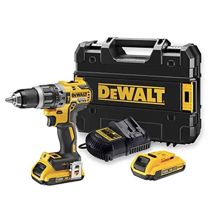 Dewalt 18V 13mm Lithium Ion, Brushless Motor Compact Hammer Drill Driver Kit,With Extra Battery, 1700 Rpm, Yellow/Black, Dcd796D2-Gb, 3 Year Warrnty