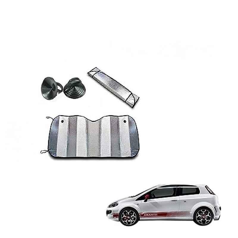 Kozdiko Aluminium Foil UV Protection Silver Windshield Sun Shade for Fiat Abarth