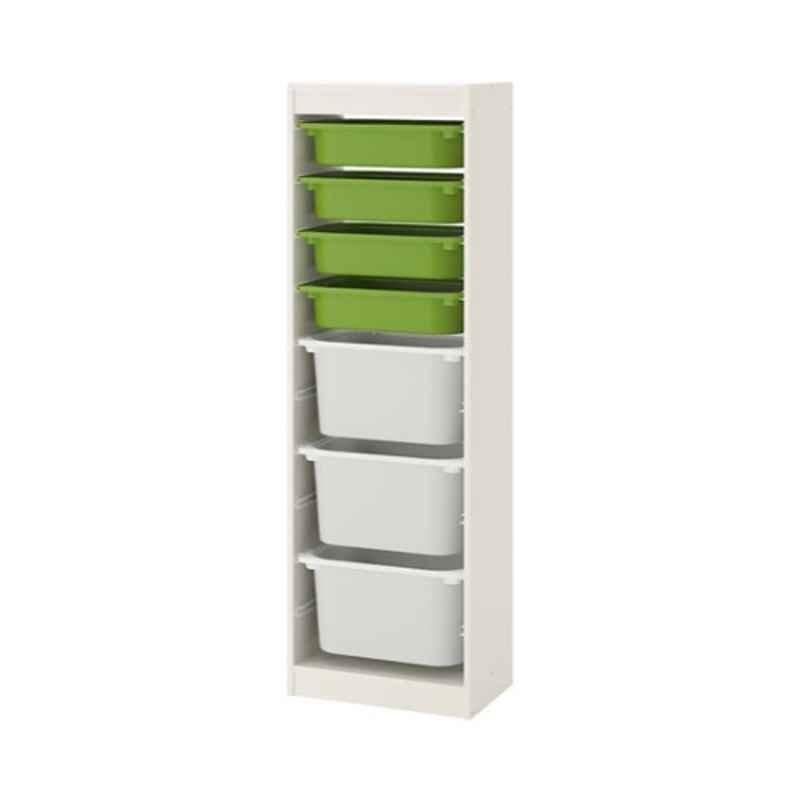 Trofast 46x30x145cm White & Green Storage Combination with Boxes, 3289456125631