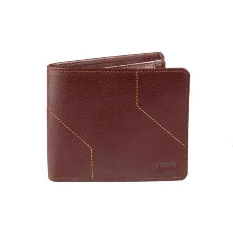 Elan Classic 11x2.5x9cm 5 Slot Brown Leather Bifold Coin Pouch Wallet, ECW-9602-BR