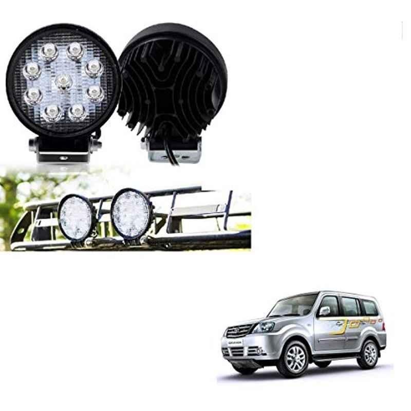 Kozdiko 2 Pcs 27W 4 inch 9 LED Waterproof Round White Fog Light Set with Mounting Brackets for Tata Sumo Grand, kozd_20080