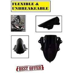 Meenu Arts Double Bolt Bubble Visor for Yamaha R15 V3 (Black) C-35