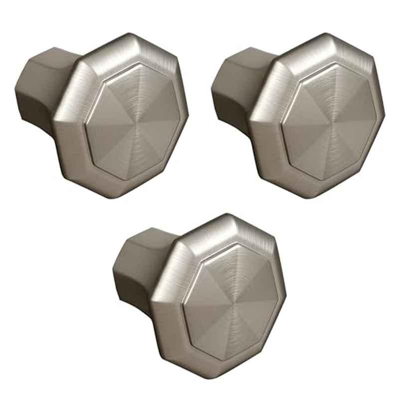 Plantex Knobs for Drawer/Octagon Shape Drawer Knobs/Knobs for Cabinets/Pull-Push Knobs for Kitchen/Bedroom Drawer (Pack of 3) DTK-302, Satin