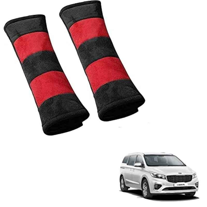 Kozdiko 2 Pcs Red & Black Car Seat Belt Cushion Pillow Set for Kia Carnival