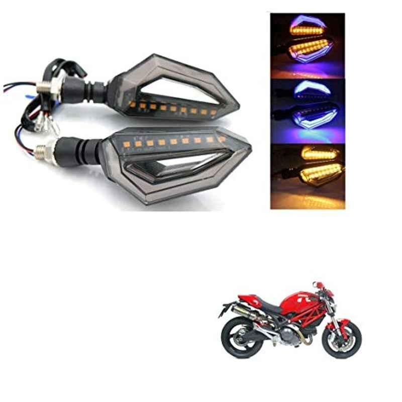 Kozdiko 4 Pcs Bike D Shaped 9 LED Front & Rear Side Turn Signal Indicator Light Set for Ducati Monster 796 S2R