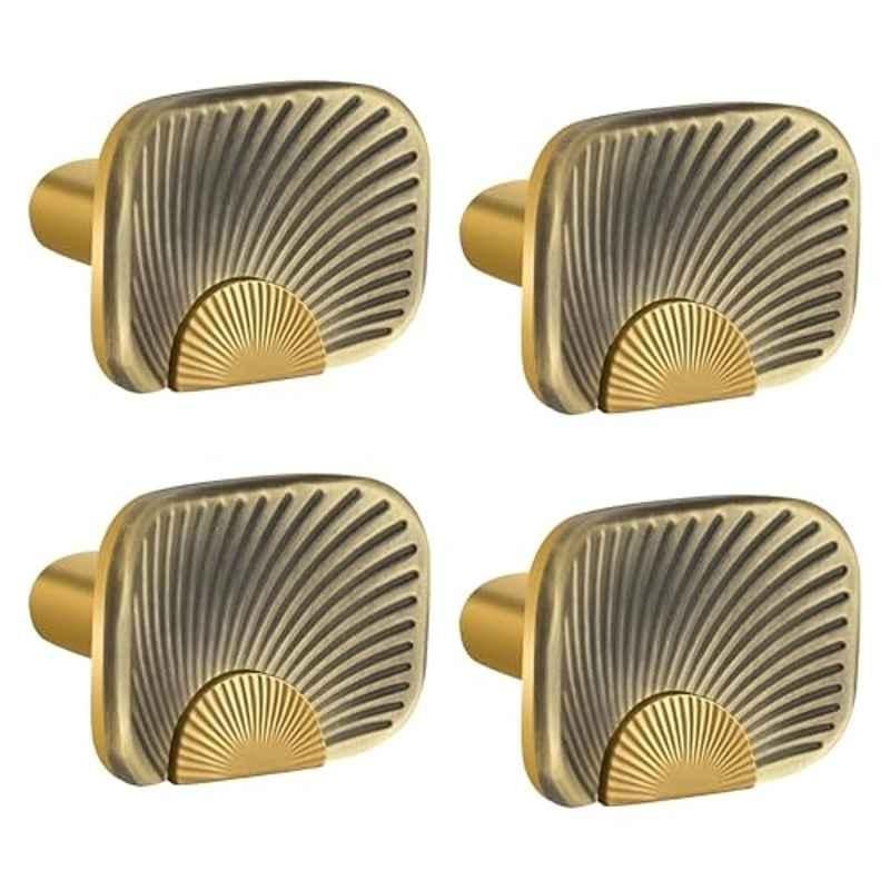 Plantex Knobs for Drawers/Drawer Knobs/Rectangle Knob for Cabinets/Pull-Push Knob for Kitchen/Bedroom/Drawer - Pack of 4 (Brass Antique & Gold)