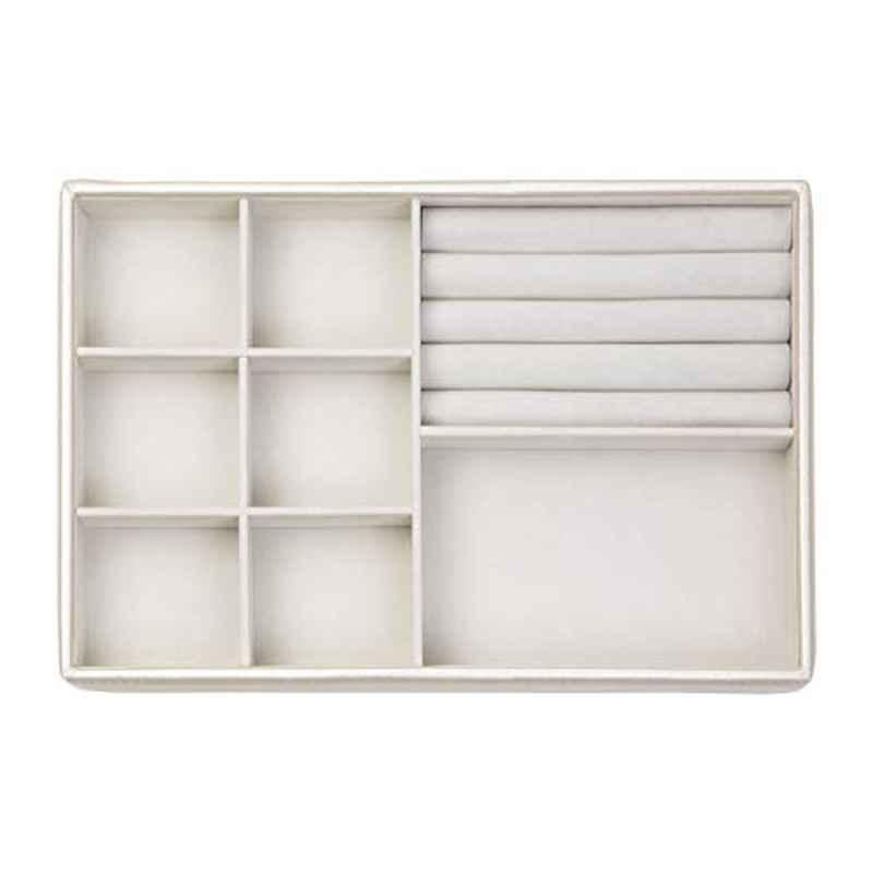 Richards 8 Compartment Faux Leather Champagne Jewellery Storage Organizer Tray