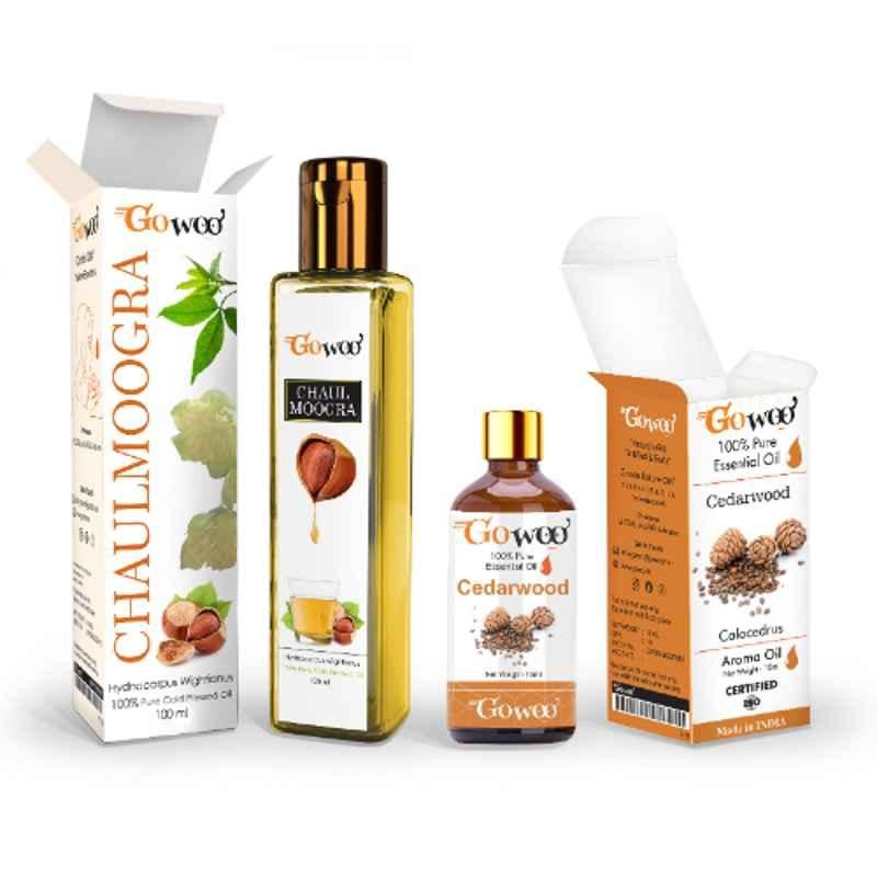 GoWoo 2 Pcs 10ml Natural Cedarwood Aroma Oil & 100ml Chaulmoogra Carrier Oil Set, GWOC279-P10+P172