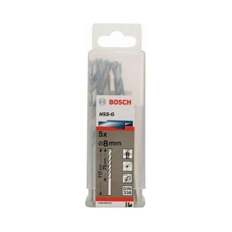 Bosch 5Pcs 8mm HSS Silver Drill Bit Set, 2608595072
