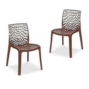 Maharaja Wave 43x79.5x49cm Plastic Metallic Brown Outdoor Chair without Arm Rest (Pack of 2)