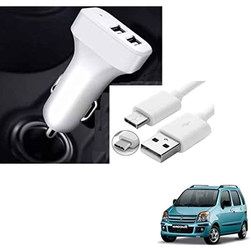 Kozdiko 5.1A 2 USB Fast Car Charger with C-Type Cable for Maruti Suzuki Old WagonR (2000-2010)