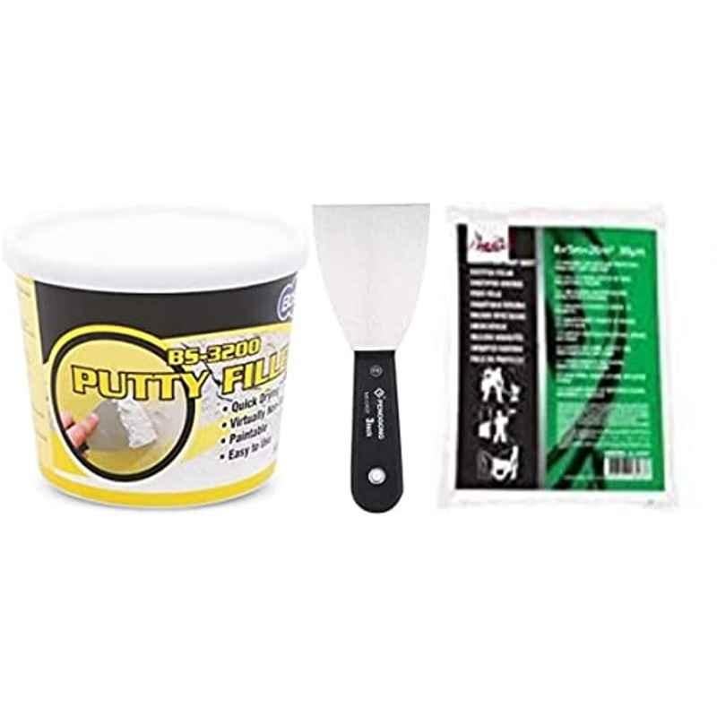 Bossil 500g All-Purpose Putty with Polythene Sheet & 3 inch Scrapper