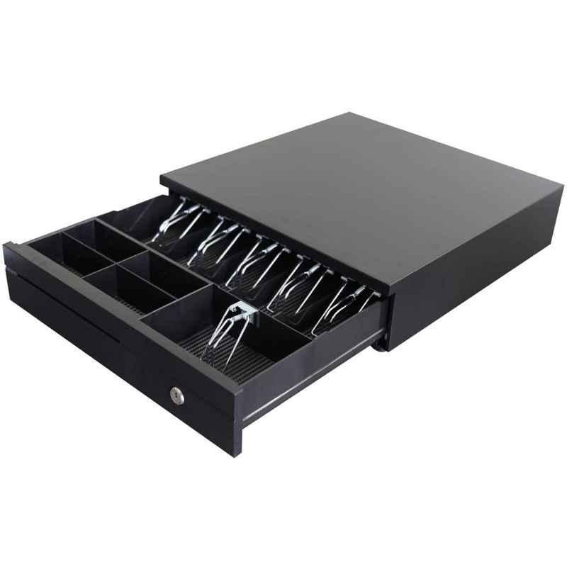 Gobbler Black Electronic & Manual Metal Cash Drawer with 6 Bill & 4 Coins Tray for POS System, GS-406A