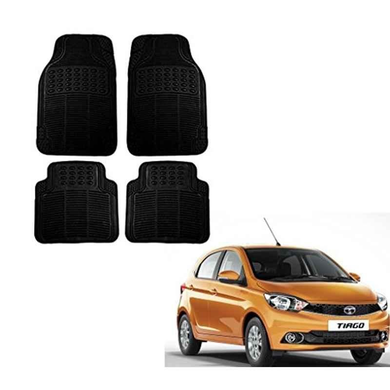 Kozdiko 4 Pcs Black Rubber Car Mat Set for Tata NA