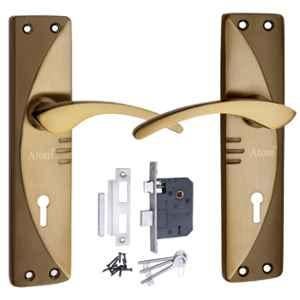 ATOM 7 inch Brass & Iron Black Gold Finish Mortise Door Lock Set, MH-1003-KY-BG