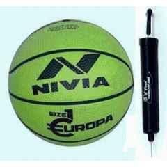 Nivia Europa Rubber Moulded Basketball with Pump (Pack of 2), Size: 3