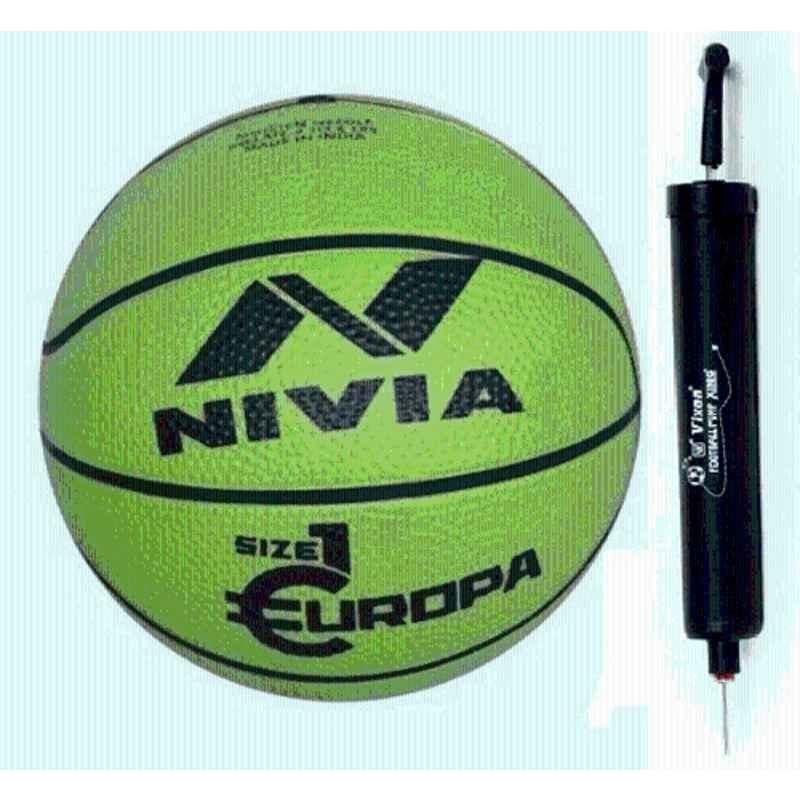 Nivia Europa Rubber Moulded Basketball with Pump (Pack of 2), Size: 3