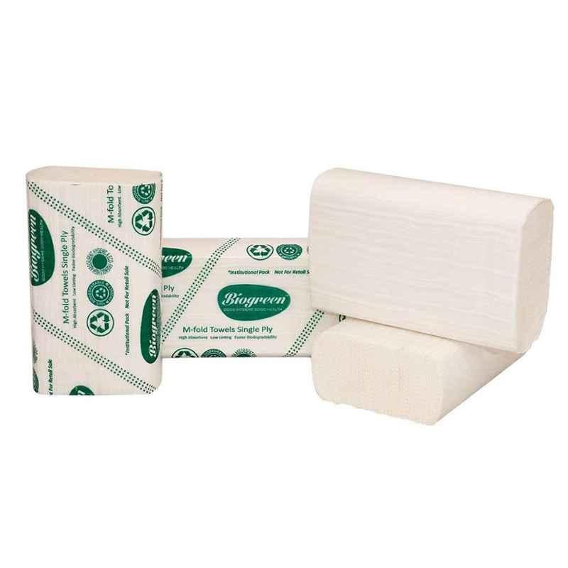 Biogreen 21x21cm 35 GSM 125 Sheets M Fold Paper Towel (Pack of 40)