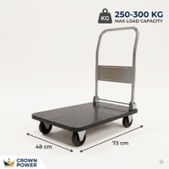 Crown Power 250-300kg 48x73cm Mild Steel Heavy Duty Industrial Platform Trolley