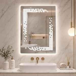 Plantex Frameless LED Mirror for Wash Basin with 3 Tone/Designer Mirror for Living Room/Bedroom/Dressing Room Rectangle Shape 18x24 inch