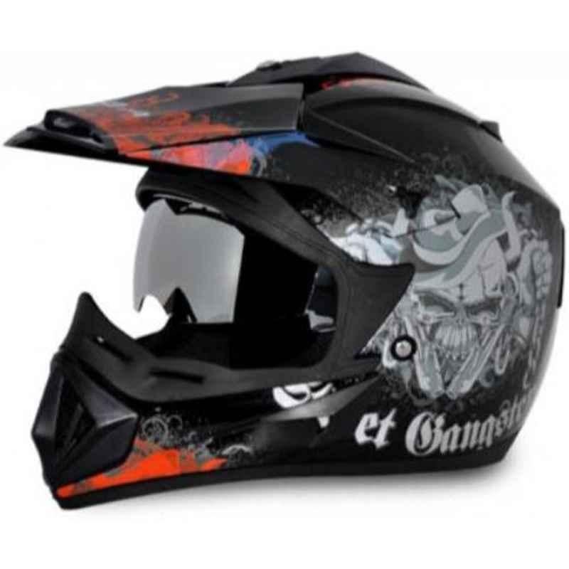 Vega Off Road Black & Orange Motocross Motorbike Helmet, Size (XL, 600 mm)