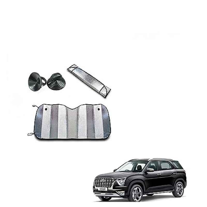 Kozdiko Aluminium Foil UV Protection Silver Windshield Sun Shade for Hyundai Alcazar
