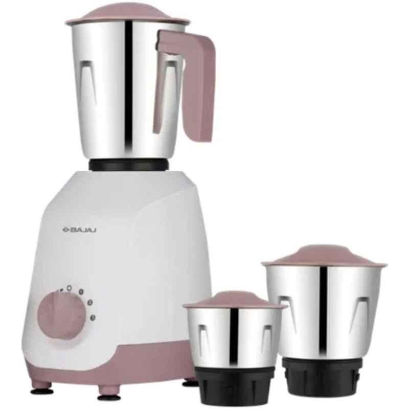 Bajaj Duetto Neo 500W White & Lilac Mixer Grinder with 3 Stainless Steel Jars & 2 Years Warranty, 410670